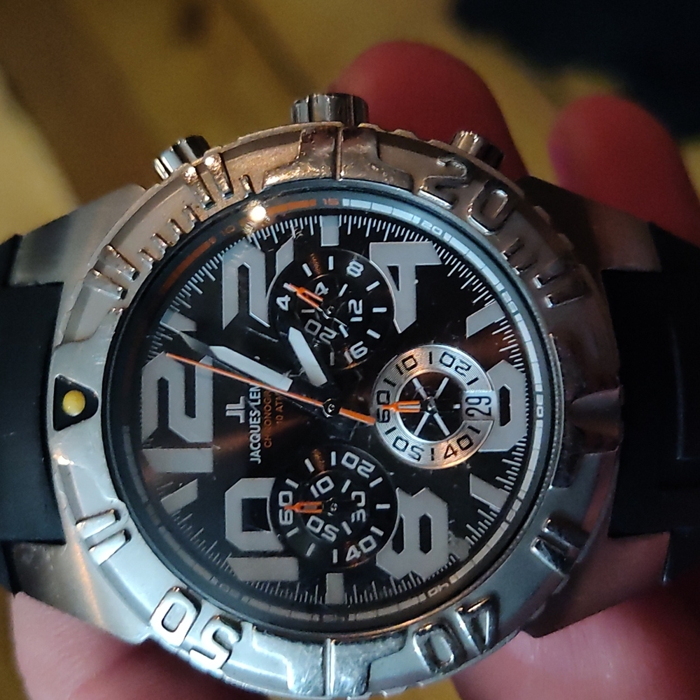 Black jacques leman men's watch